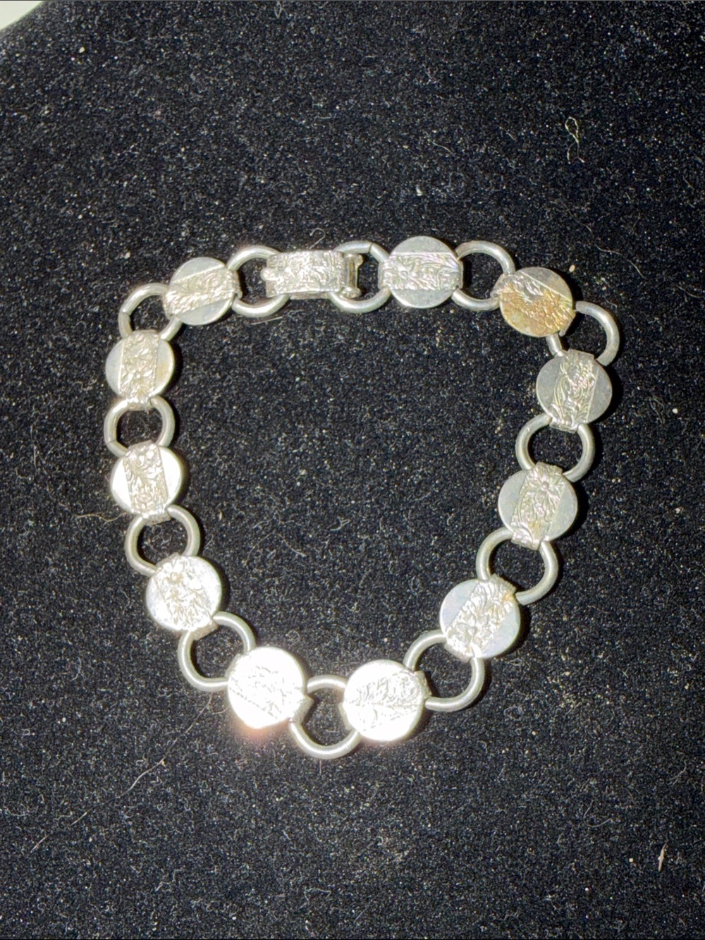 Vintage Sarah Coventry 'Young & Gay' silver link bracelet 70s Boho
